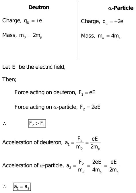 A Deutron And An Alpha Particle Are Placed In Electric Field The Force