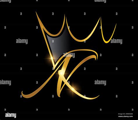 A Vector Illustration In Black Background Of Golden Crown Monogram Logo