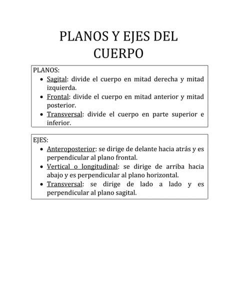 Planos Y Ejes Del Cuerpo Pdf