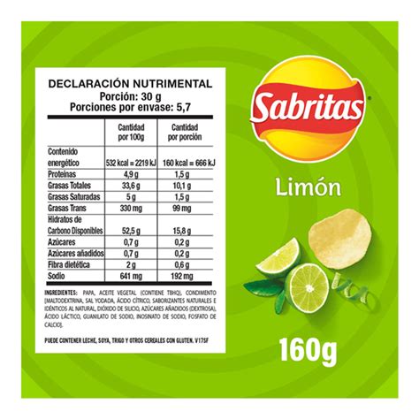 Sabritas Papas De Limón 160 G H E B México