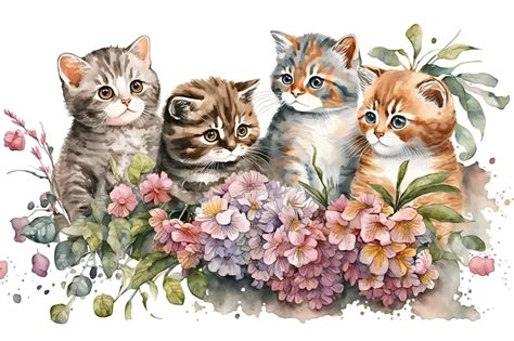 The Watercolor Cat Collection By Artsy Fartsy Thehungryjpeg