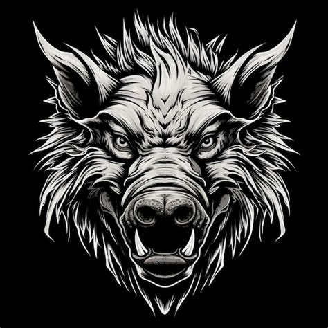 Premium Photo A Black And White Illustration Of A Wolfs Head With A