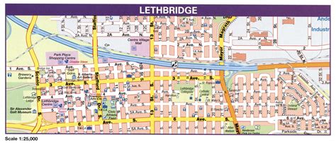 Lethbridge Canada city map. Large printable tourist map Lethbridge downtown