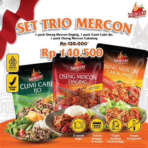 Jual Mercon Merah Putih Set Trio Mercon Oseng Mercon Daging Cumi