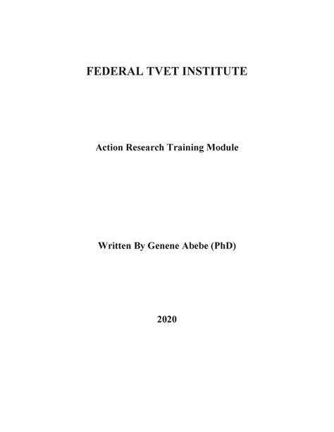 Action Research Module 1 Federal Tvet Institute Action Research