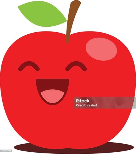 Red Apple Cute Cartoon Illustration Stock Illustration Download Image