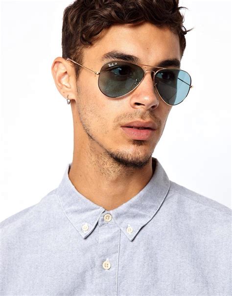 Ray Ban Aviator Asos Rock Style Men Gold Aviator Sunglasses Mens Designer Fashion