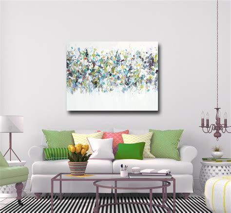 Large Canvas Art, Wall Art, Green Blue White Abstract Print, Giclee ...