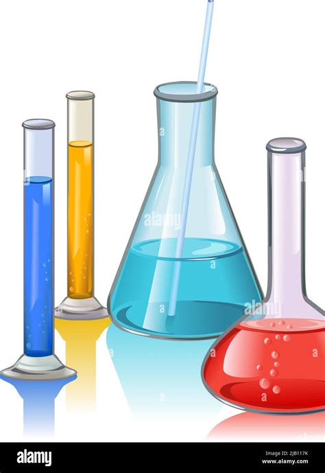 Colored Science Laboratory Flasks And Tubes Glassware Medical Research