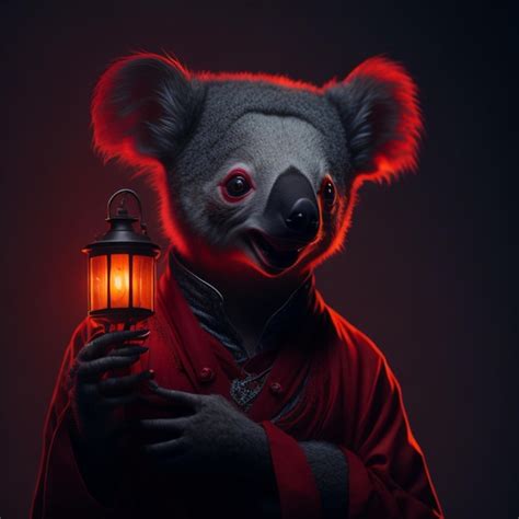 Premium Ai Image A Koala With A Red Shirt And A Red Jacket Holds A