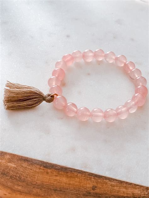 Rose Quartz Bracelet Rose Quartz Crystal Bracelet Mala Etsy