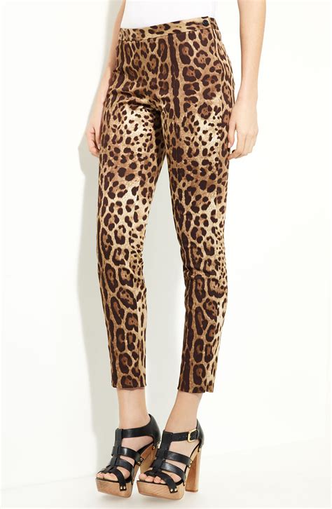 Dolceandgabbana Leopard Print Stretch Cotton Pants Nordstrom