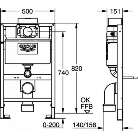 Top Badshop GROHE Rapid SL für Wand WC 38526 Bauhöhe 0 82m mit WC