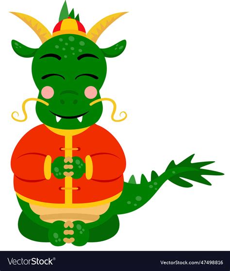 Cute chinese zodiac green dragon happy new year Vector Image