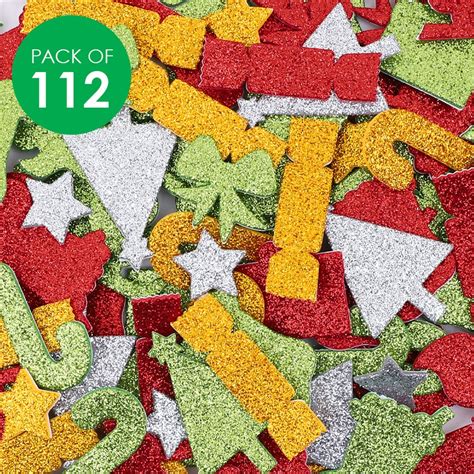 Foam Glitter Christmas Stickers - Pack of 112 | Foam | CleverPatch ...