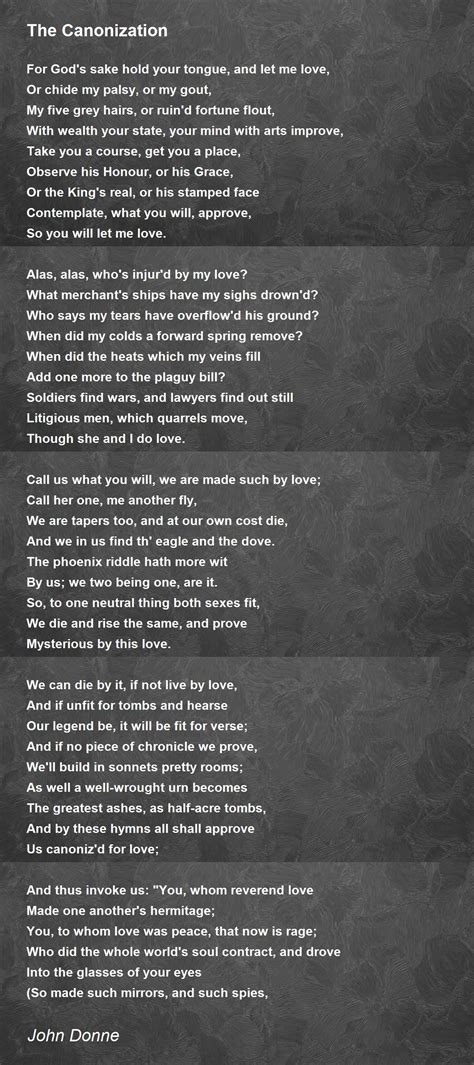 The Canonization - The Canonization Poem by John Donne