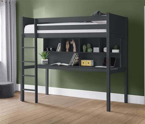 Titan Anthracite Wooden High Sleeper Frame 3ft Single