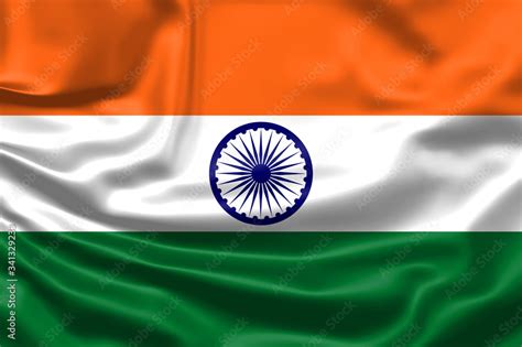 Realistic Flag India Flag Blowing In The Wind Background Silk Texture