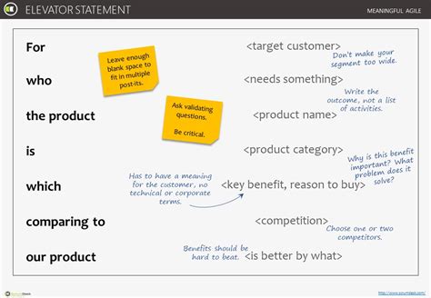 How to write a great elevator statement | ScrumDesk, Meaningful Agile