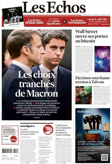 Journal Les Echos France Les Unes Des Journaux De France Édition Du