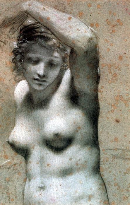 Paintings Reproductions Female Nude Raising Her Arm By Pierre