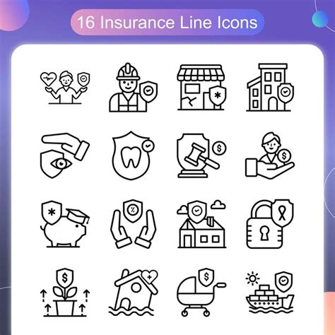 Conjunto De Iconos De Contorno Vectorial De Seguros Vector Premium