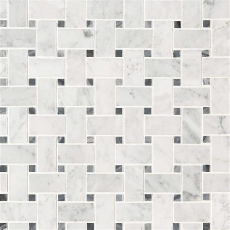 MSI Carrara White Basketweave 12 In X 12 In Honed Marble Floor And