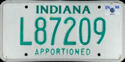 INDIANA Apportioned License Plates Moini Net