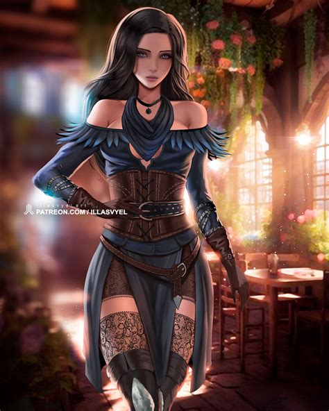 Rule 34 Black Hair Clothing Female Illasvyel Lingerie Solo The Witcher Series The Witcher 3