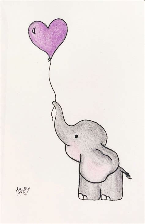 Elephant And Balloon Doodle Inspired By Ohhellodear S Print On Etsy