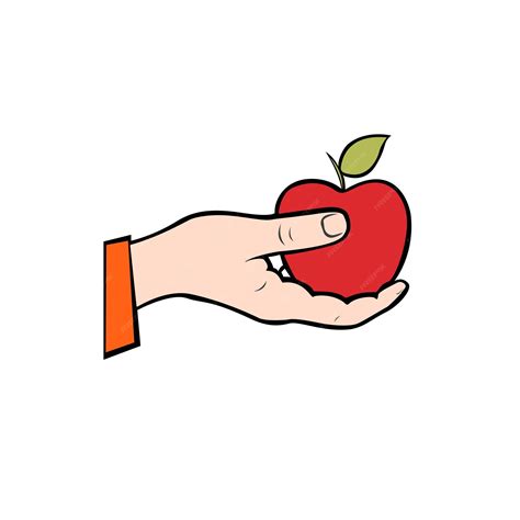 Premium Vector Hand Hold Apple Male Hand Holding Red Apple