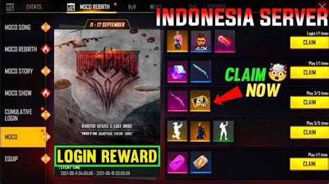 Free Fire Rampage Event Indonesia Server Free Rewards And Redeem