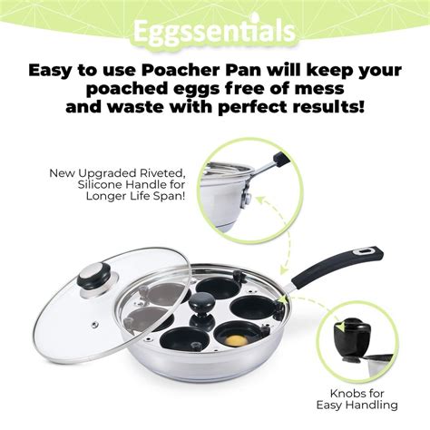 Eggssentials Egg Poacher Pan Nonstick Poached Egg Maker Stainless