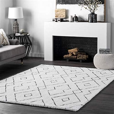 Amazon NuLOOM Beaulah Modern Trellis Shag Area Rug 12x15 White