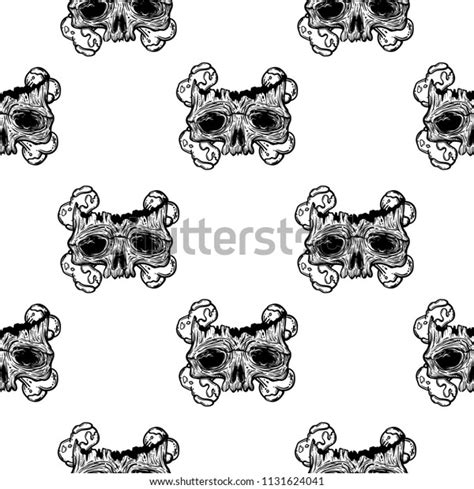 Vector Seamless Pattern Human Skull Bones Stock Vector Royalty Free 1131624041 Shutterstock