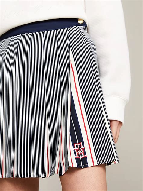 Crest Ithaca Stripe Pleated Mini Skirt Blue Tommy Hilfiger