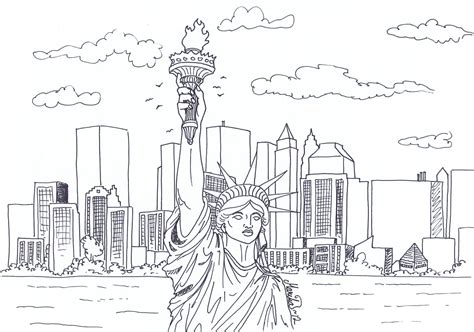 Sketch Landscape New York Coloring Pages