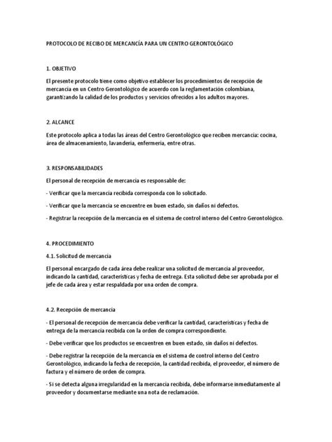 Protocolo Recibo De Mercancia Pdf