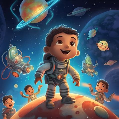 Premium AI Image | A children's book cover for a space adventure.