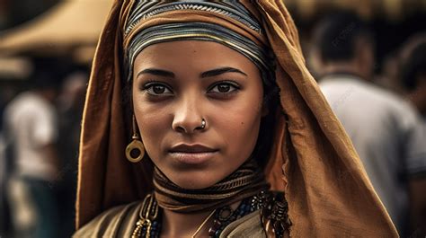 An Ancient Egyptian Woman Posing Outside Background Egypt Woman