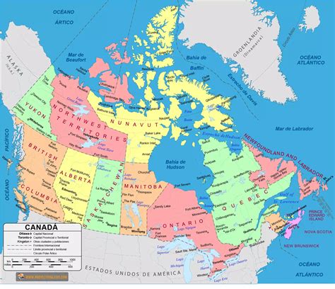 Mapa De Canada Y Sus Ciudades