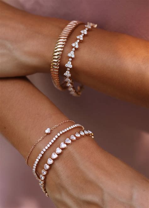 Bezeled Heart Diamond Tennis Bracelet Anita Ko