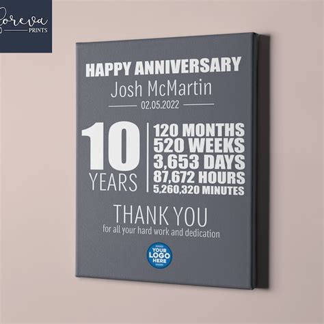 10 Year Work Anniversary Plaque Etsy