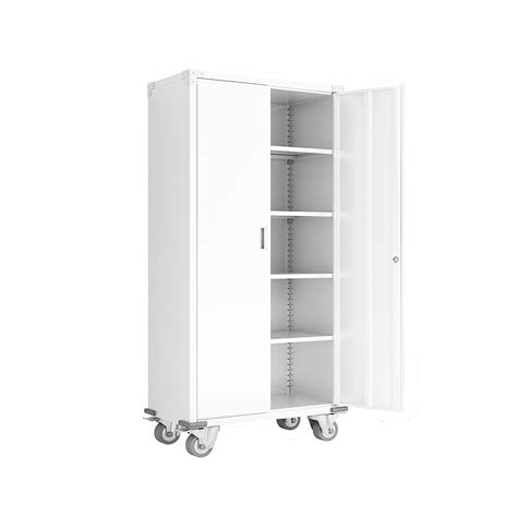 Aobabo Locking Metal Garage Home Office Storage Cabinet W Wheels