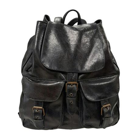 Mochila De Cuero Vacuno Grande Negro Arpelli Marroquineria