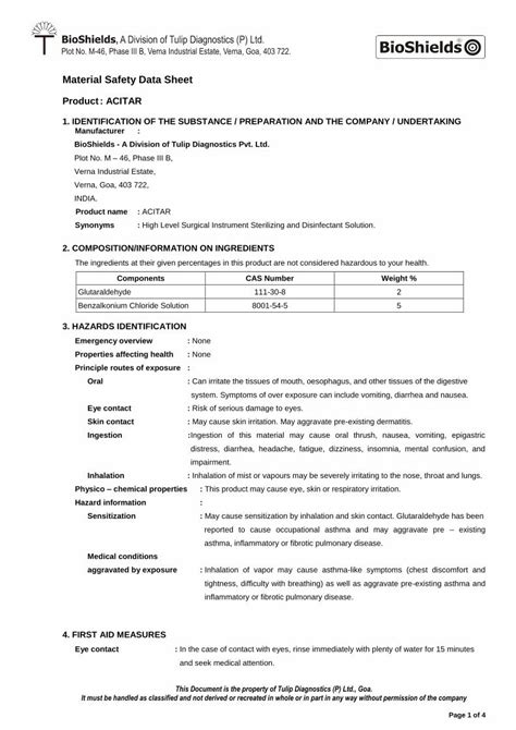 PDF Material Safety Data Sheet BioShields Hazardous