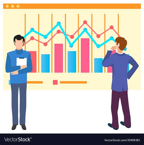 People Analysing Data And Information On Screen Vector Image