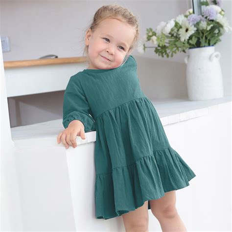 Kids Girls Dress Toddler Kids Baby Girl Dress Long Sleeve Casual ...