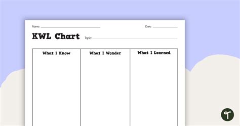 Know Wonder Learned Kwl Chart Black And White Teach Starter 48 Off