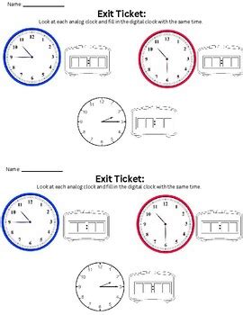 Telling Time Exit Tickets By Mrs Balducci TPT